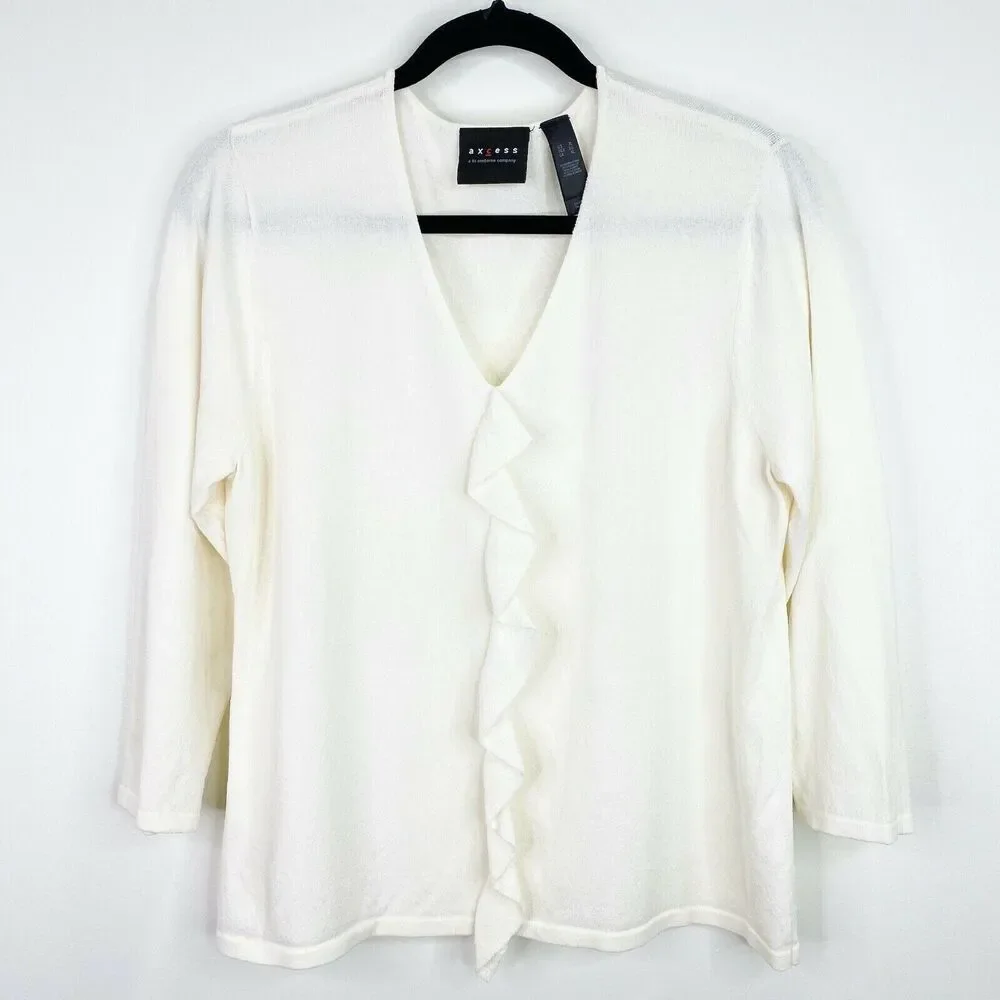 Axcess Liz Claiborne Ruffle Sweater Shirt Top Size XL Womens - Picture 1 of 6
